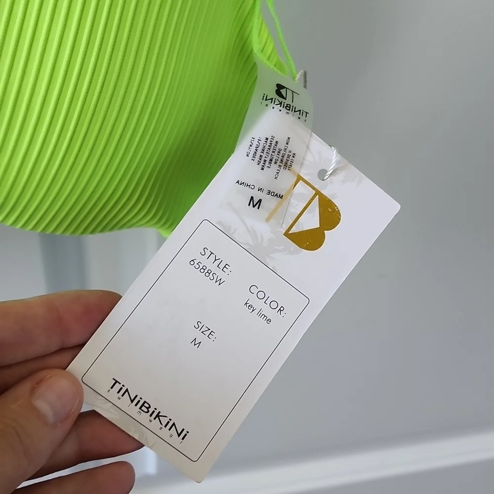 NWT....Tini Bikini neon green bikini top!